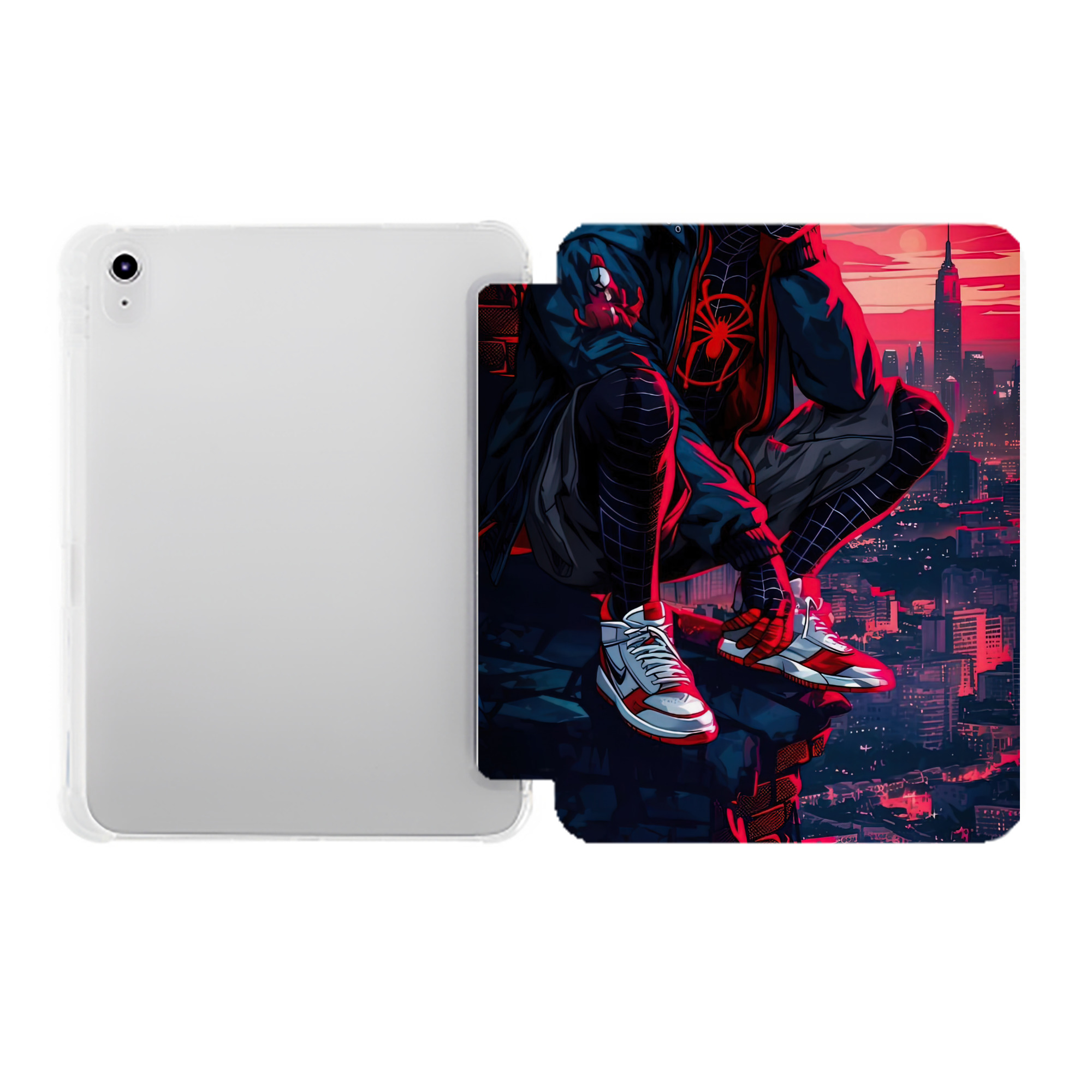 （画像用） Spider Man スパイダーマン IPad ケース ペン収納付き 三つ折りスタンド PUレザー×シリコン 対応機種9.5/10.5/10.9インチ